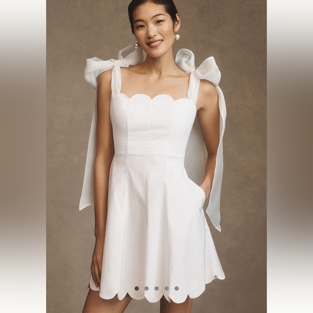 NWOT BHLDN Izzy Bow Scallop Trim A Line Mini Dress
